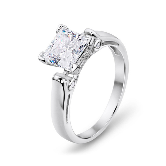 NEW 925 STERLING SILVER PRINCESS DIAMOND CUT WEDDING RINGS ENGAGEMENT RINGS - Picture 3 of 4